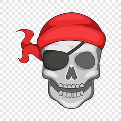 Pirate skull in bandane icon. Cartoon illustration of pirate skull in bandane vector icon for web