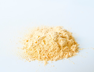 Translucent foundation powder makeup  on white background.