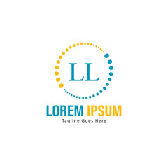 Initial LL logo template with modern frame. Minimalist LL letter logo vector illustration