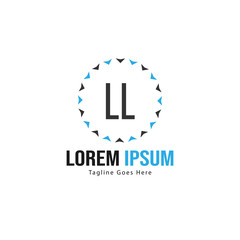 Initial LL logo template with modern frame. Minimalist LL letter logo vector illustration
