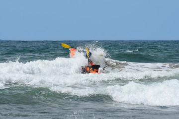 Ocean Kayak Crashing Through The Waves, Mossel Bay, South Africa