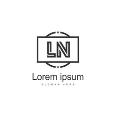 Initial LN logo template with modern frame. Minimalist LN letter logo vector illustration
