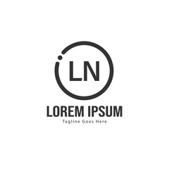 Initial LN logo template with modern frame. Minimalist LN letter logo vector illustration