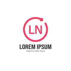 Initial LN logo template with modern frame. Minimalist LN letter logo vector illustration