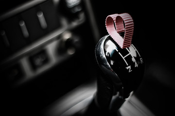 heart shape on manual gearbox in the car