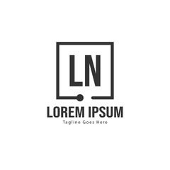 Initial LN logo template with modern frame. Minimalist LN letter logo vector illustration