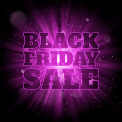 Shining burst background with blurred bokeh lights and dust. Black friday sale. EPS 10