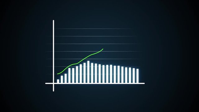 4k modern 3D business chart graphics with rising up arrow and bar stats appearing. Animation of financial infographics diagram showing increasing business growth and success. Digital business trend.