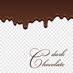 Chocolate seamless pattern. Drip dark chocolate isolated white transparent background. Sweet melting food. Dripping 3d liquid design. Delicious dessert. Drop melted. Milk choco. Vector illustration