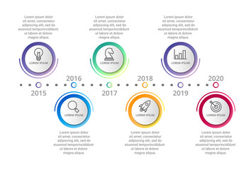 timeline Infographic template with icons options or steps . circle infographic . business infographic for process diagram, presentations, workflow layout, banner, flow chart, info graph.