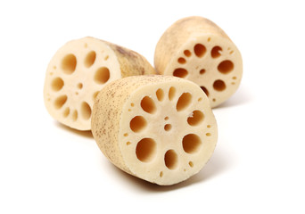 Lotus root on the white background