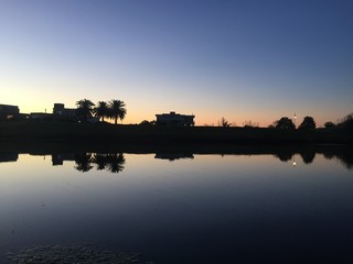 sunset over the river
