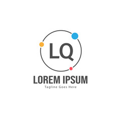 Initial LQ logo template with modern frame. Minimalist LQ letter logo vector illustration