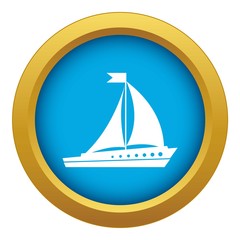 Sailing ship icon blue vector isolated on white background for any design