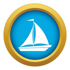 Boat with sails icon blue vector isolated on white background for any design