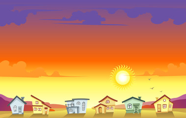 Real Estate Cartoon Houses Background