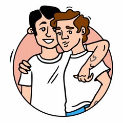 Obraz premium happy gay couple drawing