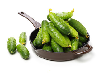 Green cucumber on the white background