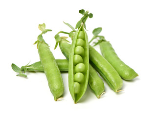 Fresh peas isolated on white background 