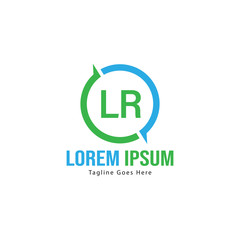 Initial LR logo template with modern frame. Minimalist LR letter logo vector illustration