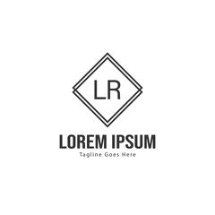 Initial LR logo template with modern frame. Minimalist LR letter logo vector illustration