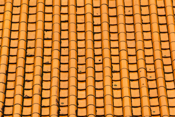 Close-up orange tile roof