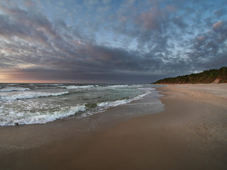 Morze zachód słońca - Dziwnówek Dziwnowo Klif i Plaża