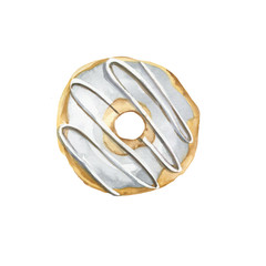 Hand drawn tasty donut. Watercolor isolated illustration.