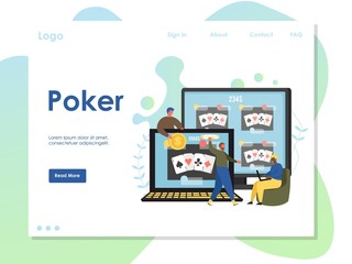 Poker vector website landing page design template