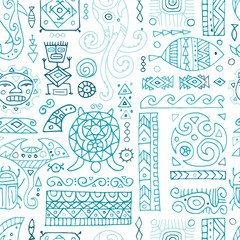 Ethnic handmade ornament for your design. Polynesian style, seamless pattern