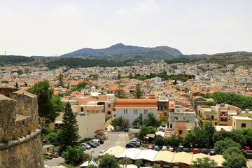 Rethymno, Crete island / Greece - May 28 2019: Charming old town Rethymno in Crete, Greece