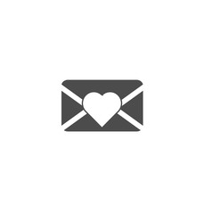 Vector icon new message - flat design closed envelope with heart isolated. Romantic recognition for Valentine's Day.