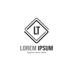 Initial LT logo template with modern frame. Minimalist LT letter logo vector illustration