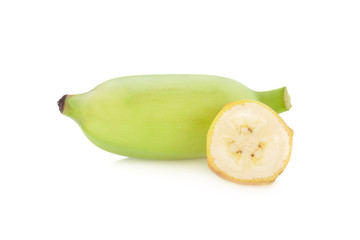 whole and sliced banana on white background