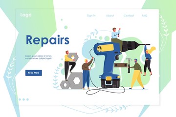 Repairs vector website landing page design template