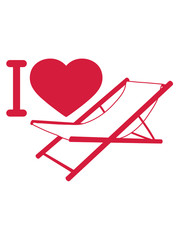 liegestuhl herz liebe I love strandstuhl urlaub ferien strand meer pool liegen entspannen schlafen sitzen stuhl bequem spaß clipart design cool klappstuhl