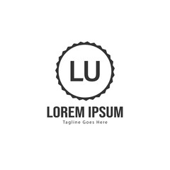 Initial LU logo template with modern frame. Minimalist LU letter logo vector illustration