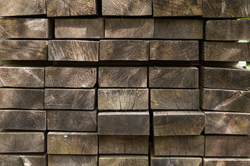 Stacked wood in the yard.Natural