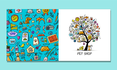 Pet shop, greeting card design