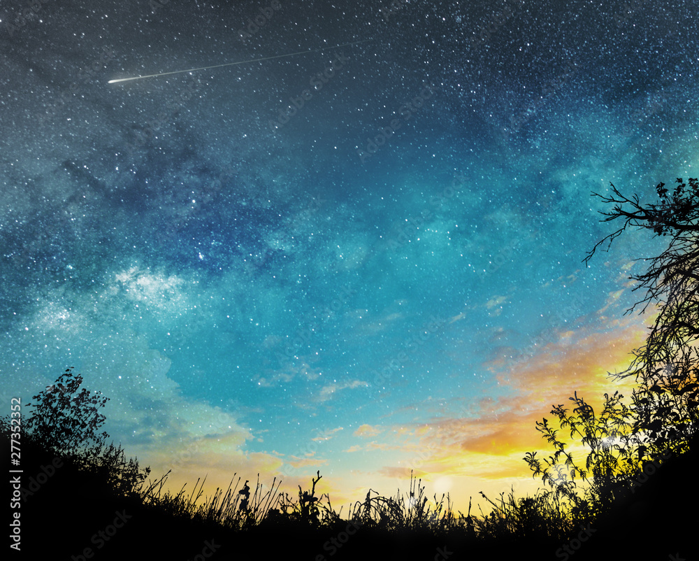 Wall mural sunset to night sky