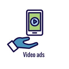 Social Media Ads Icon with advertising imagery, including social engagement