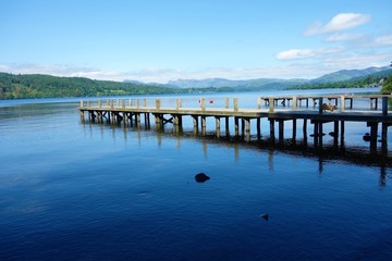 A pier on Lake Windermere in the English Lake District.