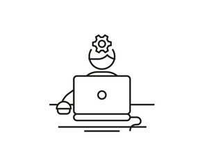 Naklejka premium Office worker. Co-working place. Flat icon for apps and websites. Line icon isolated on white background. Vector. Blogger internet user.