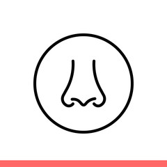 Nose vector icon, smell sign. Simple, flat design isolated on white background for web or mobile app