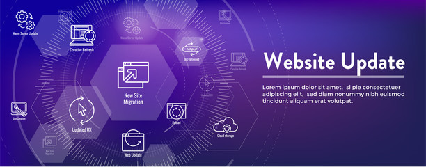 Website Update Icon Set with Web Header Banner