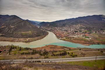 Georgia Snow Mountain Flowing Two Rivers View © Kisika