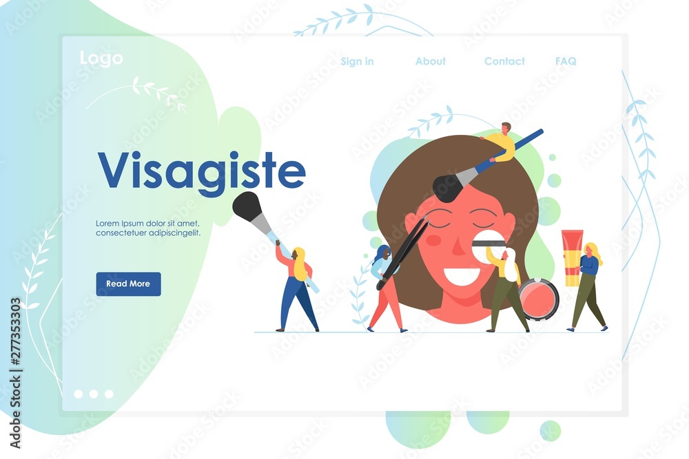 Poster visagiste vector website landing page design template