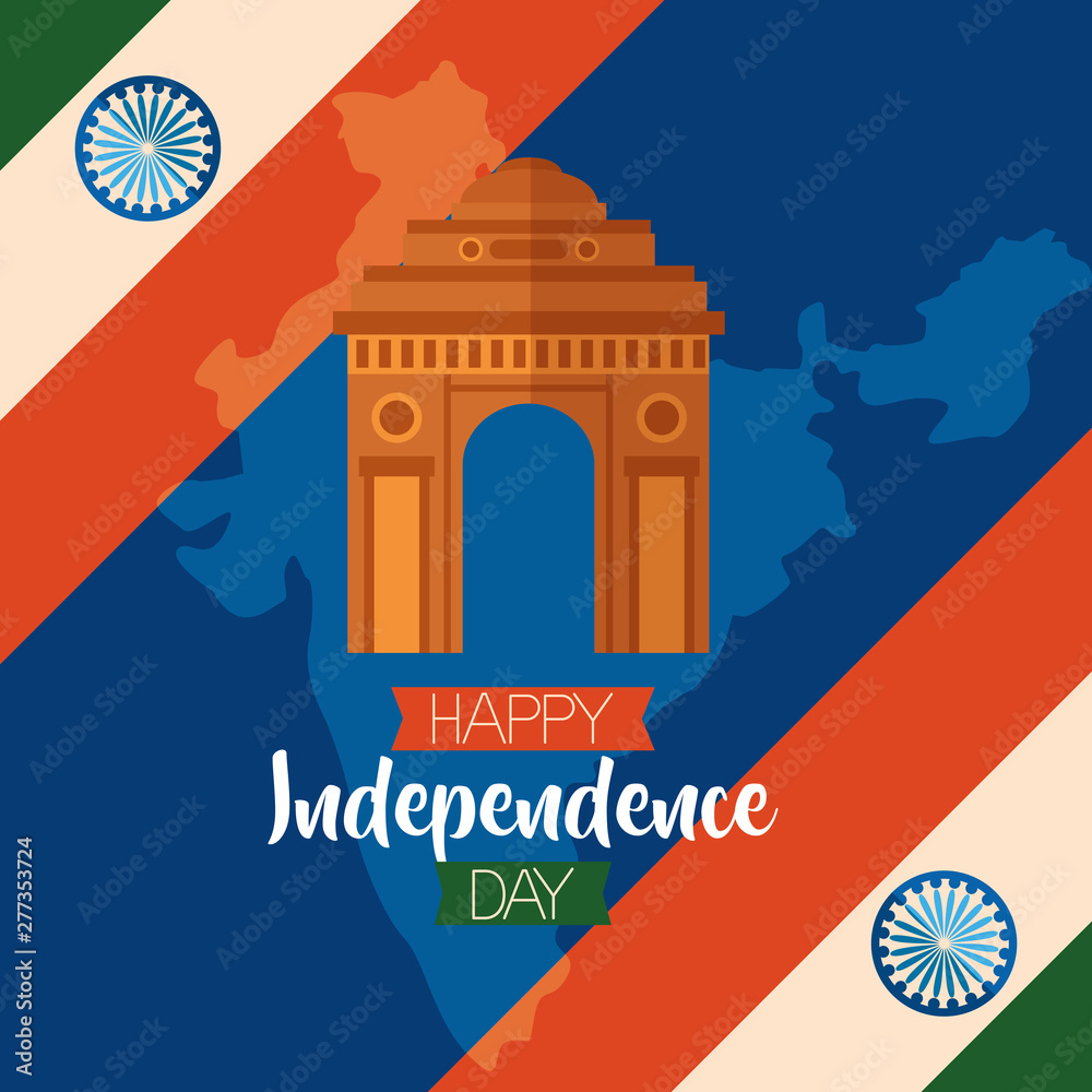 Poster happy independence day india flat design