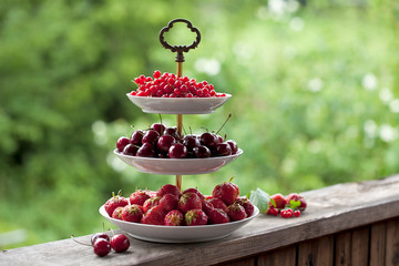 Etagere With Red Summer Fruits