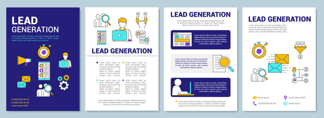 Lead generation brochure template layout. Attracting customers. Flyer, booklet, leaflet print design with linear illustrations. Vector page layouts for magazines, annual reports, advertising posters